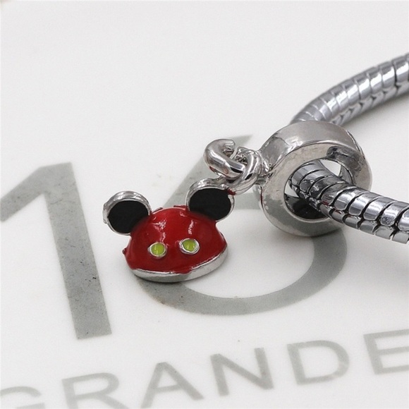 Mickey Mouse 925 Silver Plate Jewelry Enamel Charm - Picture 1 of 1